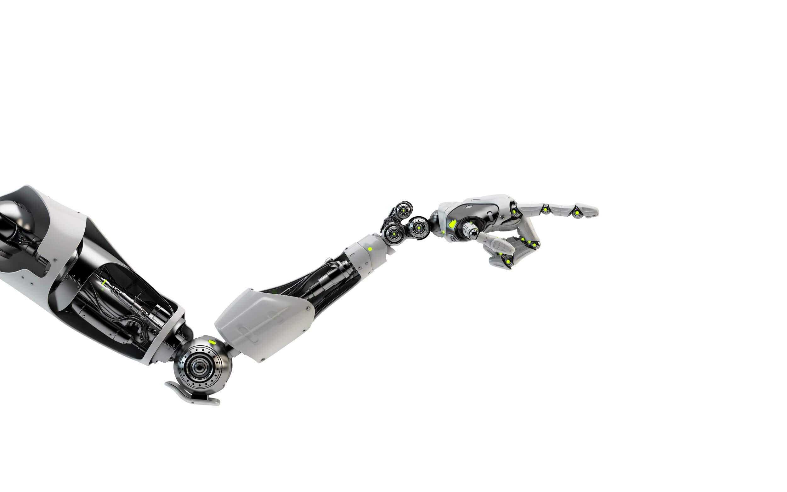 Sci-fi,Robotic,Arm,Pointing,With,Index,Finger,,3d,Rendering