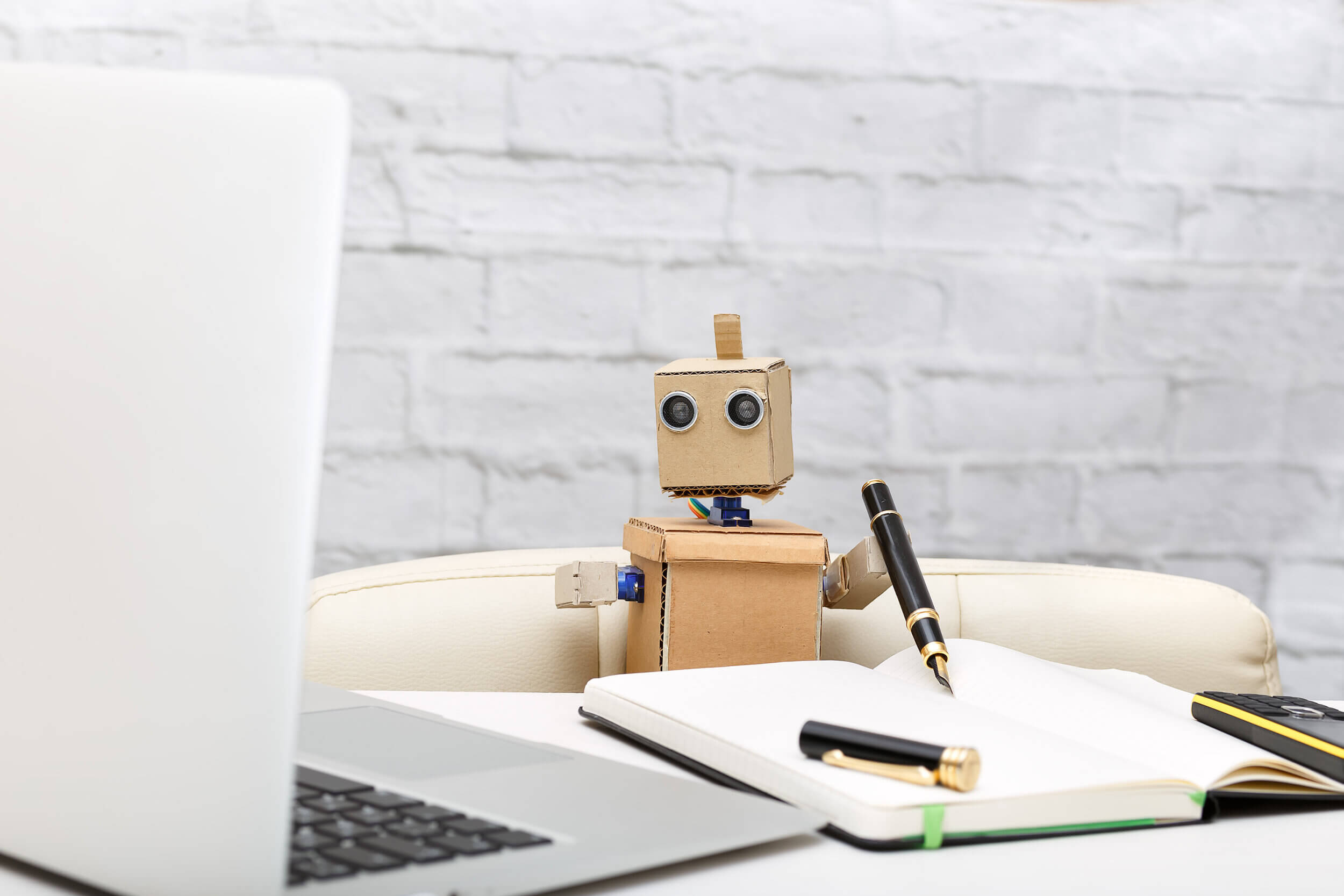 Robot,Working,At,A,Desk.,The,Working,Process