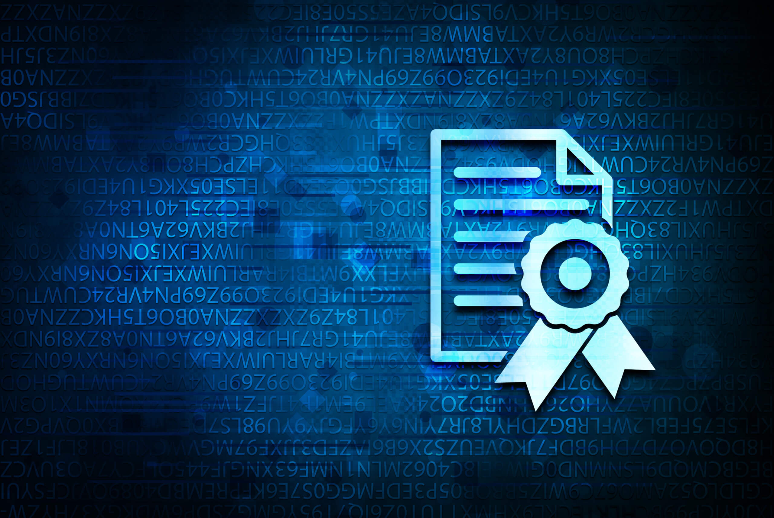 Certificate paper icon abstract blue background illustration des